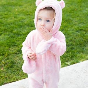 Magnetic Me | Baby Pink Bear Snowsuit